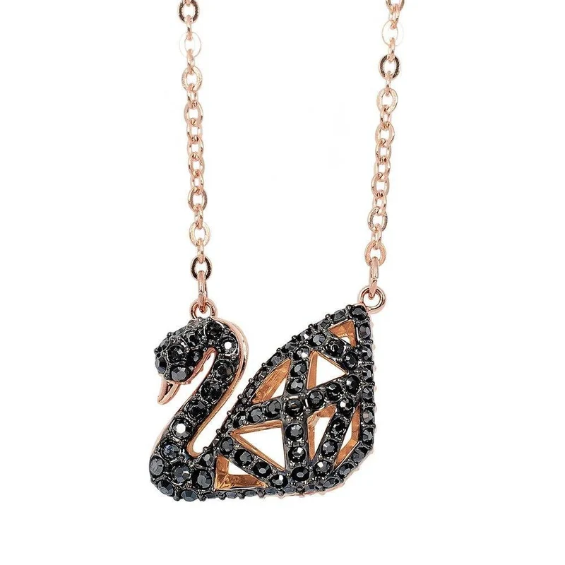 Swarovski Anhänger Damen Faket Schwann Rosegold/Schwarz Kristall 5281275