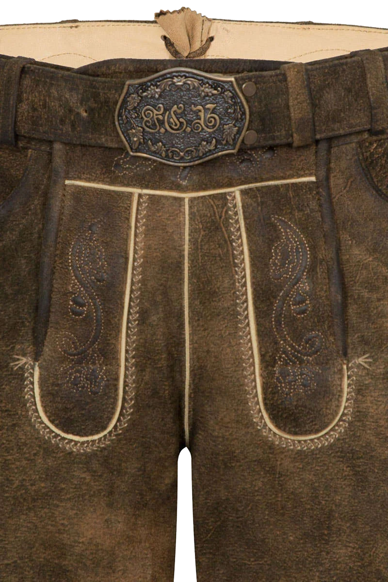FCB Herren Trachtenlederhose kurz mit FCB Gürtel