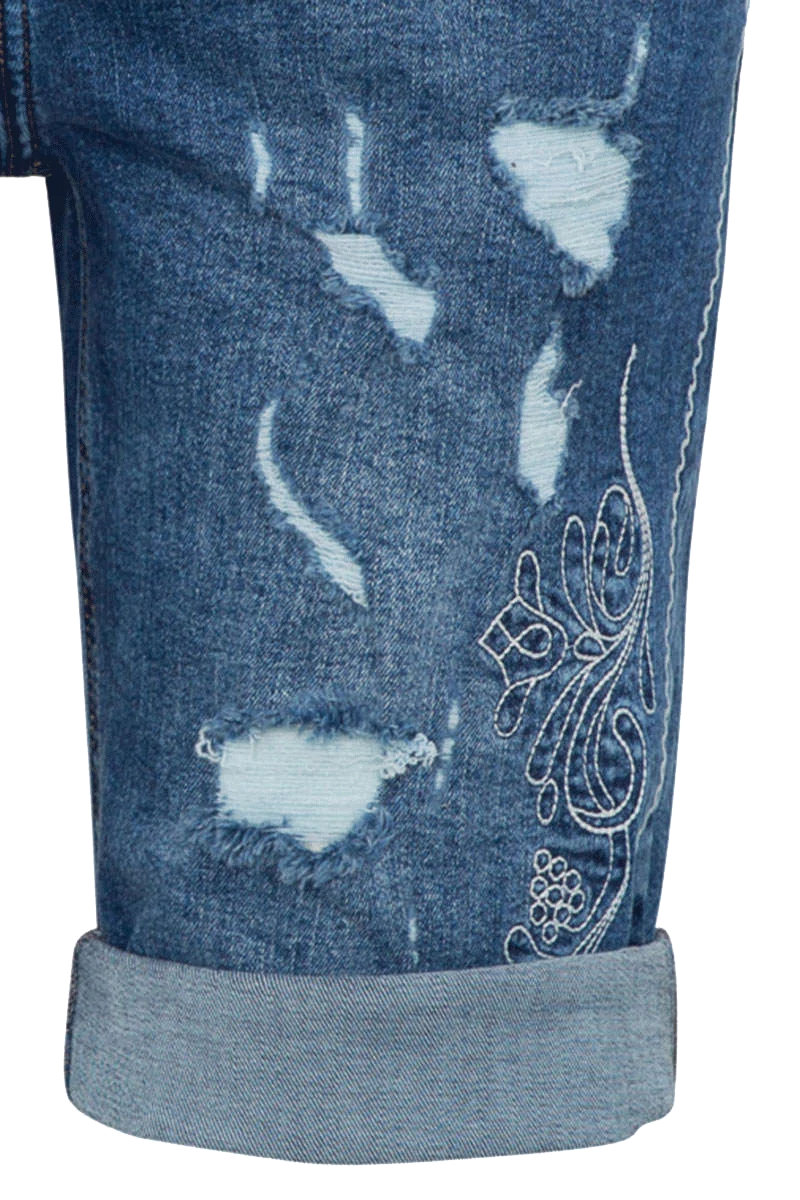 Herren Jeans kurz Stickerei