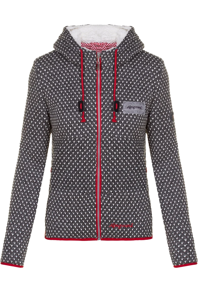 Kuschelige Damen Outdoor-Strickjacke mit Muster - anthra beige