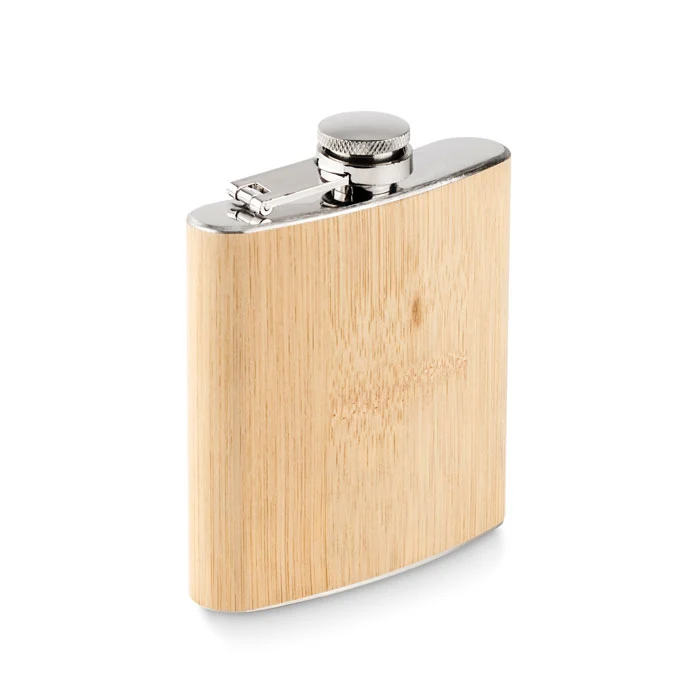 Schlanker Flachmann aus Bambus, 170 ml