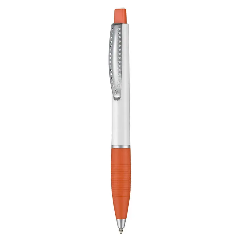 Kugelschreiber CLUB SI - Weiß mit Orange, Moderner Zweifarbiger Schreibstift