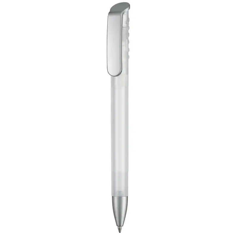 Kugelschreiber TOP SPIN FROZEN SI - Frost-Weiß, Eleganter Kühler Schreibstift