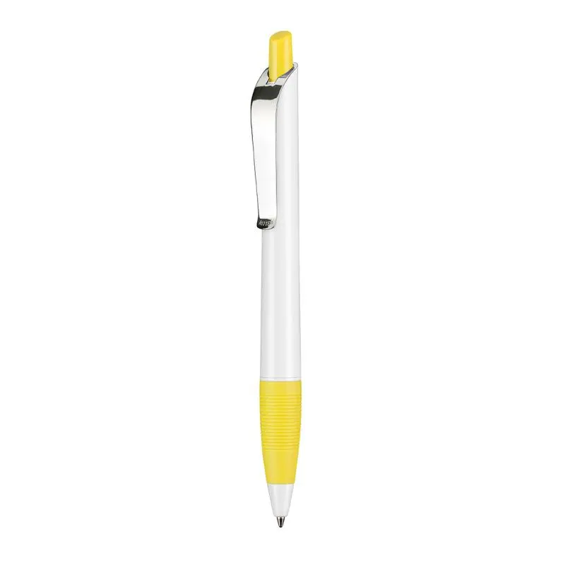 Kugelschreiber BOND SHINY - Glänzend Weiß & Zitronengelb, Stilvoller Leuchtender Stift