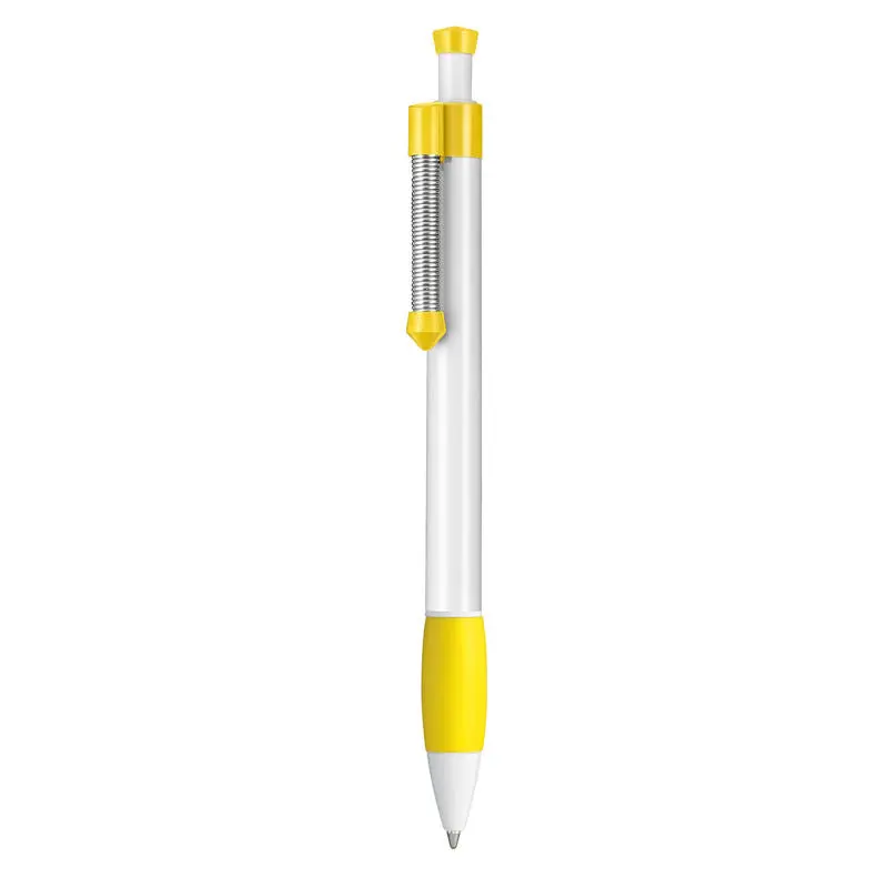 Kugelschreiber SPRING GRIPPY - Weiß & Zitronengelb, Ergonomischer Schreibstift