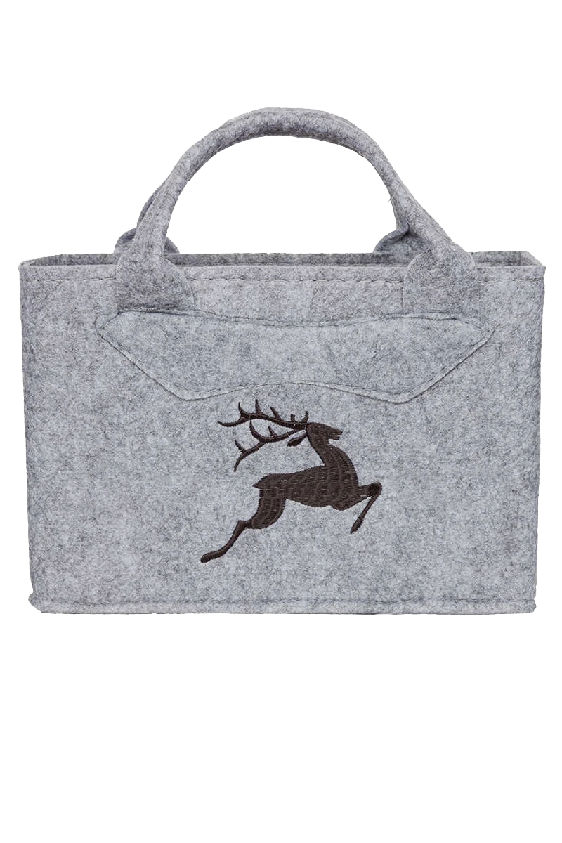 Trachten-Filztasche klein hellgrau mit springendem Hirsch