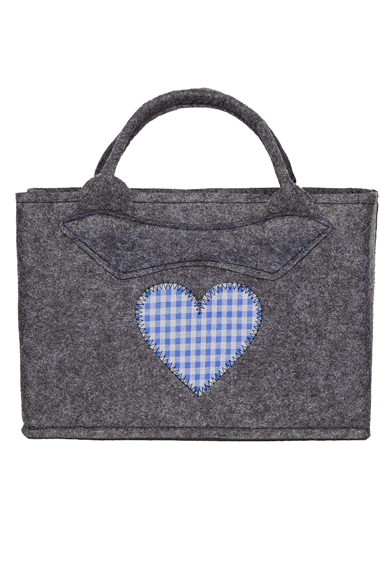 Trachten-Filztasche klein anthrazit mit kariertem Herz