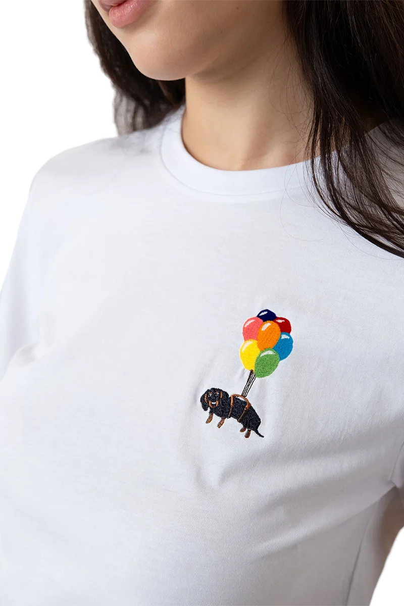 Damen T-Shirt mit Stickerei 'Dackelexpress'