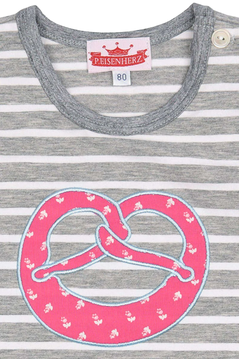 Trachten T-Shirt mit Brezel gestreift