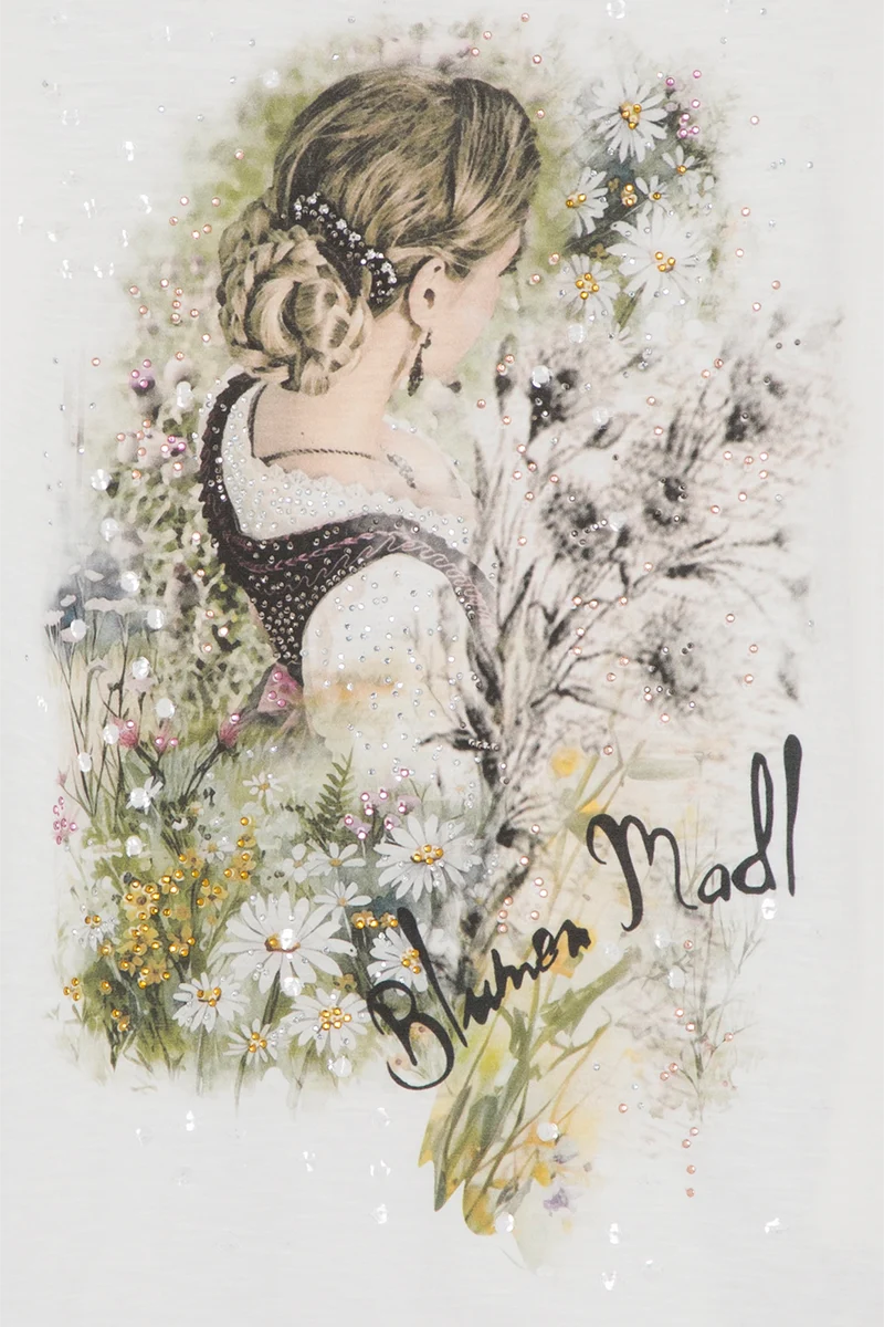 Damen T-Shirt 'Blumen Madl' aus Bio-Baumwolle
