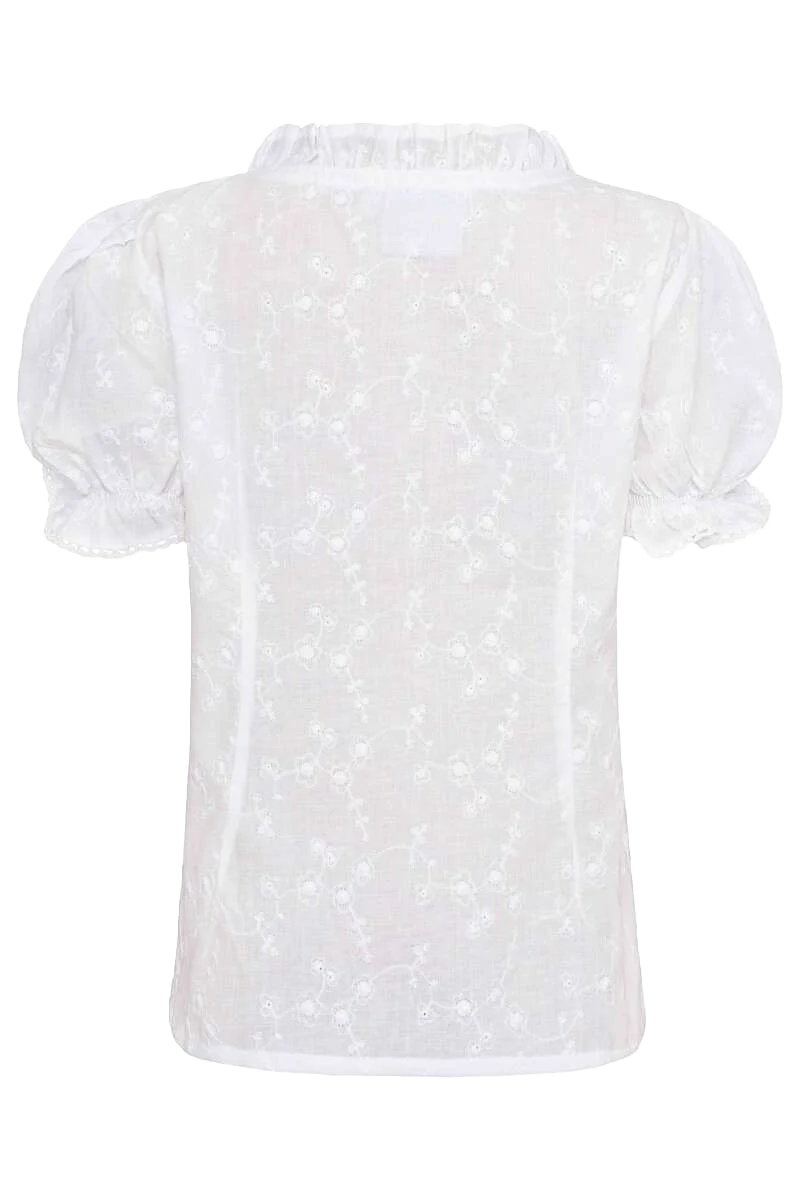 Mädchen Trachten Baumwollbluse mit Blumenstickerei