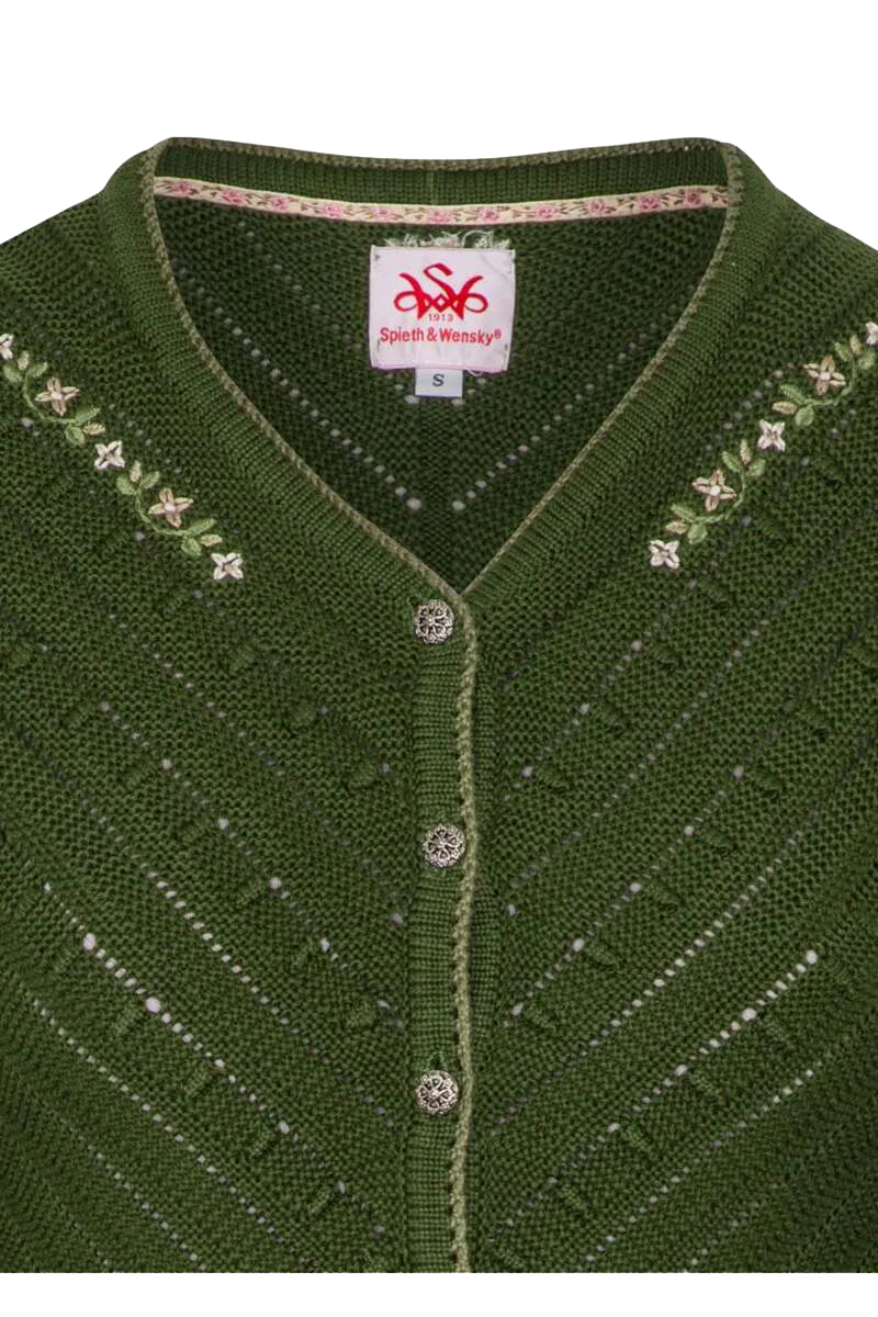 Damen Trachten Strickjacke mit Blumenstickerei