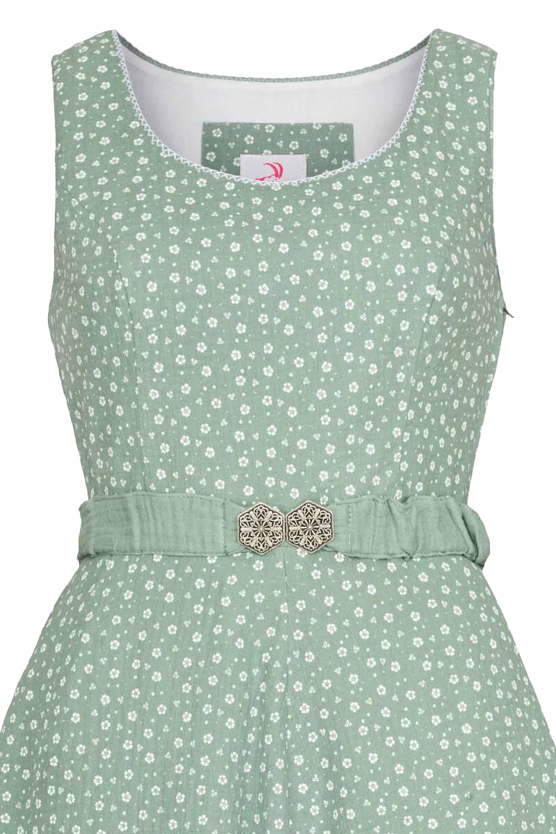 Baumwoll Trachtenkleid ohne Arm mit Gürtel