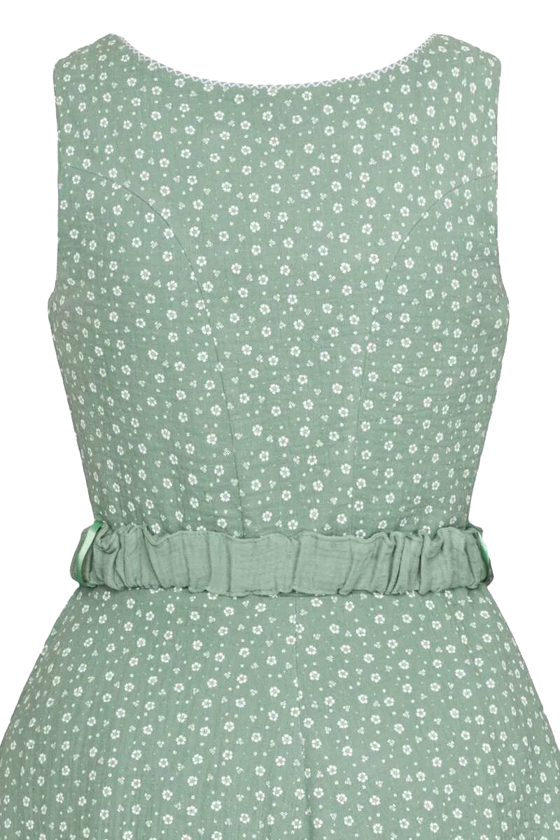 Baumwoll Trachtenkleid ohne Arm mit Gürtel