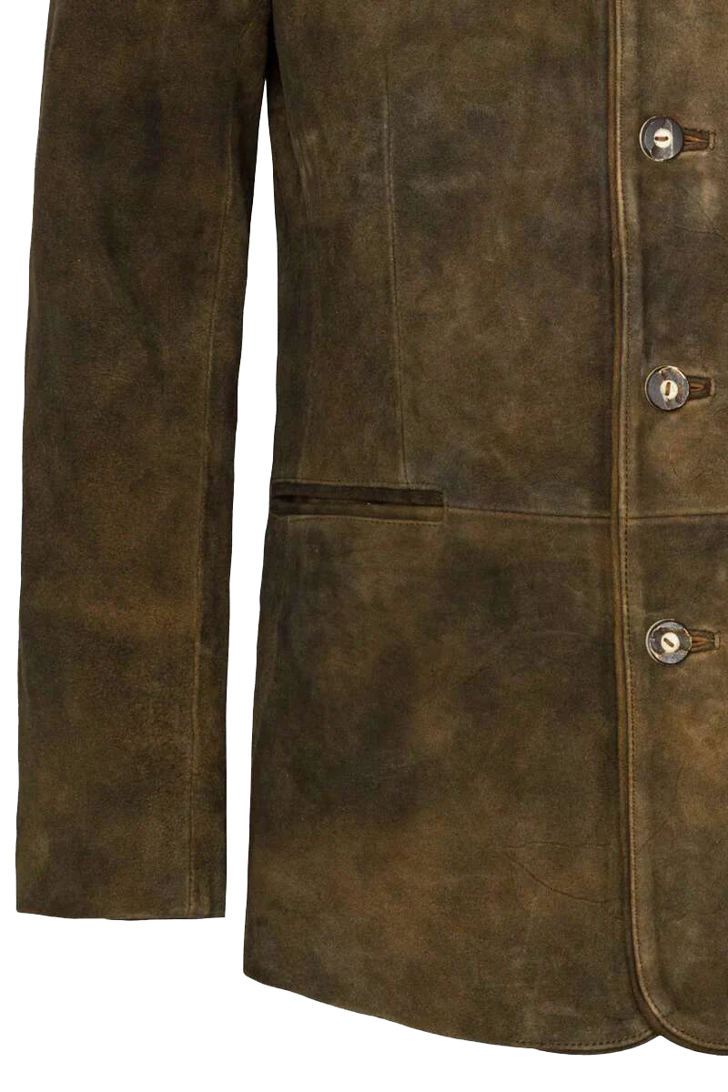 Herren Lederjacke Trachtenjanker braun