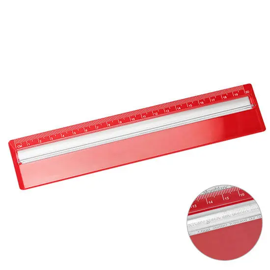 20 cm Lineal mit Zeilenlupe in Rot – Praktisch & Präzise