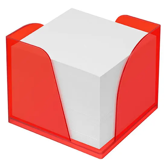 Gamma Zettelbox in Gefrostetem Rot mit Weißem Papier – Modernes Bürozubehör