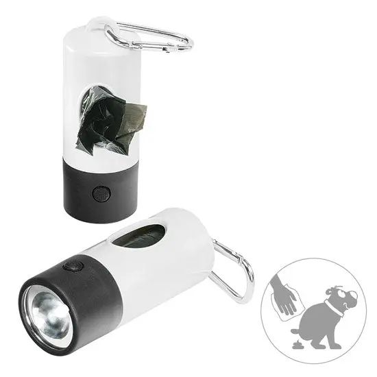 Dualfarbige LED-Gassi-Taschenlampe in Weiß-Schwarz - Für nächtliche Spaziergänge