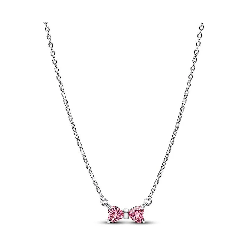 Pandora Damen-Halskette Schleife Pink Silber 394235C01-45