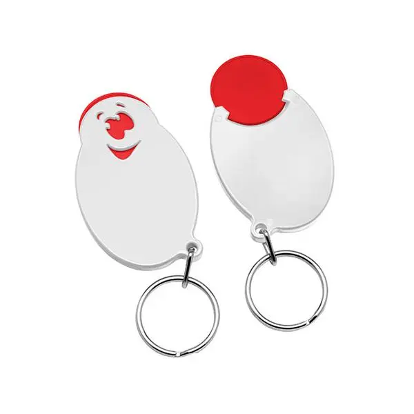 Rot-Weißer Einkaufswagenchip-Halter mit 1€ Chip