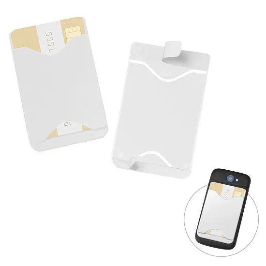 White Self-Adhesive Card Holder - Compact, Secure, Versatile Stick-On Wallet for Cards