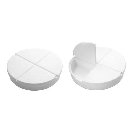 Gamma Pillendose mit 4 Fächern & Aufklappdeckeln – Weiß & Zugänglich
