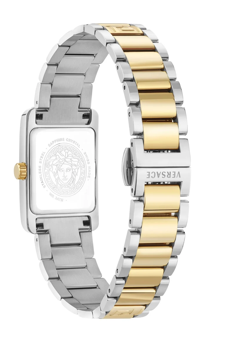 Versace VEKSA0526 Black dial Medusa head and Versace logo at 12h.