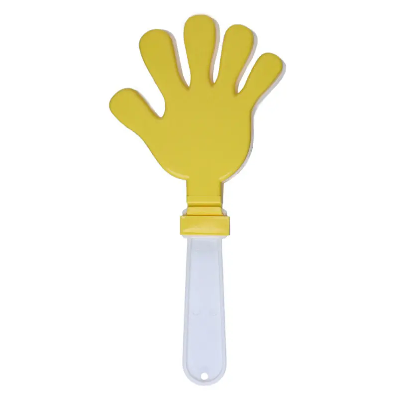 Klapperhand in Weiß und Gelb – Lärmendes Accessoire für Fans