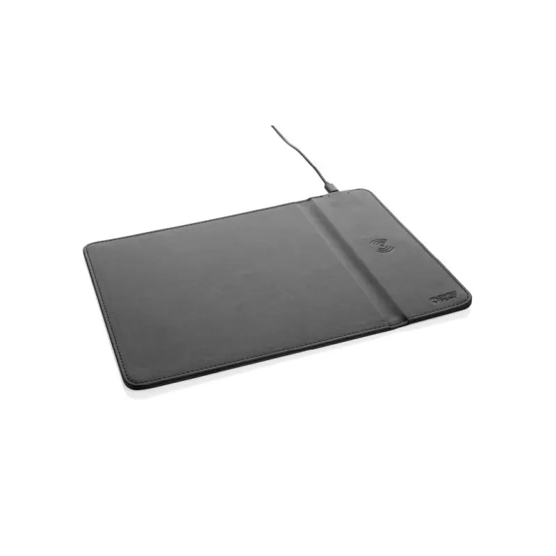 Swiss Peak RCS Recyceltes 10W Wireless-Charging PU Mauspad - Schwarz - Nachhaltig & Praktisch