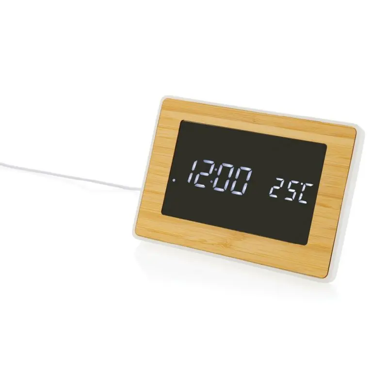 Utah LED-Uhr aus RCS-Kunststoff und Bambus - Modernes Braun-Design