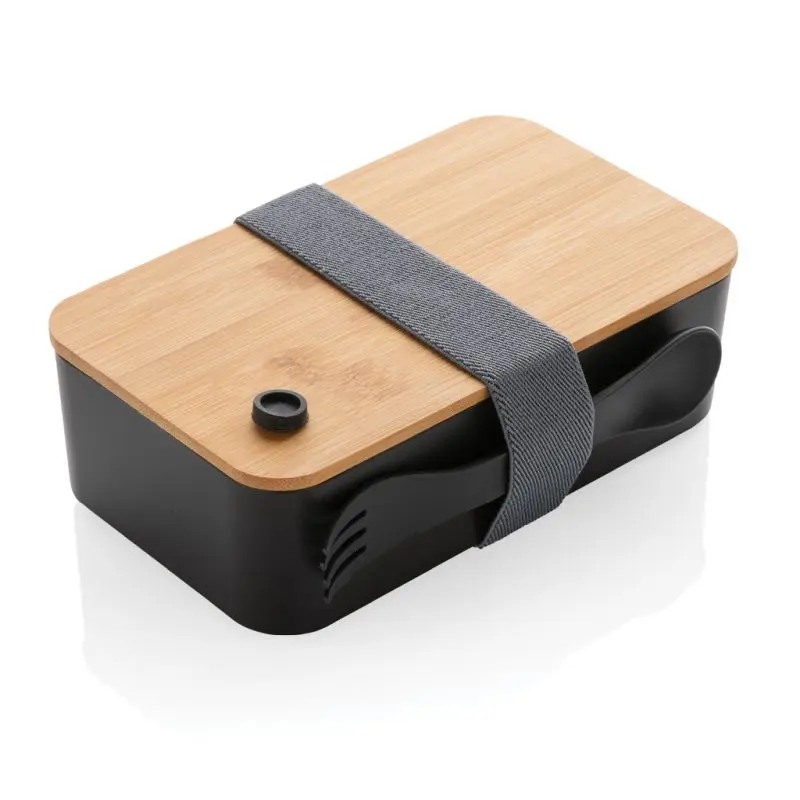 RCS RPP Lunchbox mit Bambusdeckel - Schwarze Recycling-Brotdose, Umweltfreundliche Essensaufbewahrung