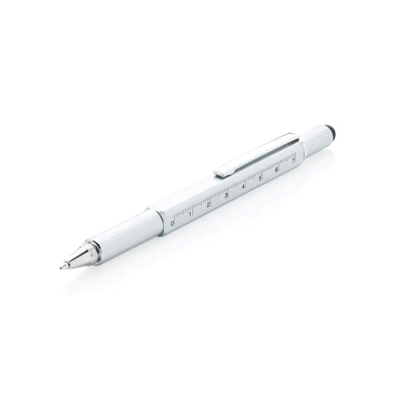 Praktischer Aluminium-Multifunktionsstift: Graues 5-in-1-Tool für Büro, Schule und den täglichen Gebrauch