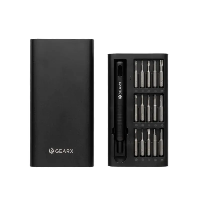 Vielseitiger Präzisionsschraubendrehersatz: Gear X 31-in-1 mit hochwertigen Werkzeugen in elegantem Schwarz