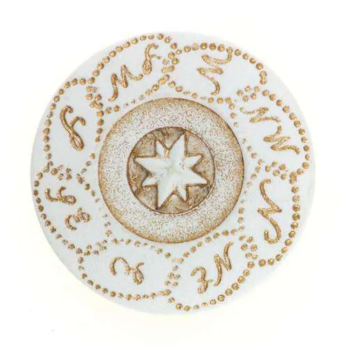 Ösenknopf mit Muster Gold Weiß – Kunststoffknopf KGO-17