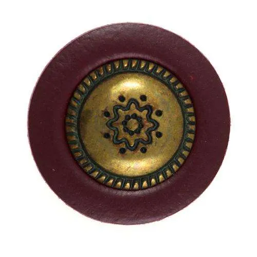 Ösenknopf mit Metalleinsatz Rotbraun 21-26 mm – Lederimitatknopf KBR-129