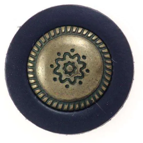 Ösenknopf mit Wappen Blau – Lederimitatknopf KBL-129