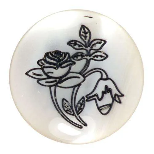 Ösenknopf Blumenmotiv Grau – Knopf KG-10