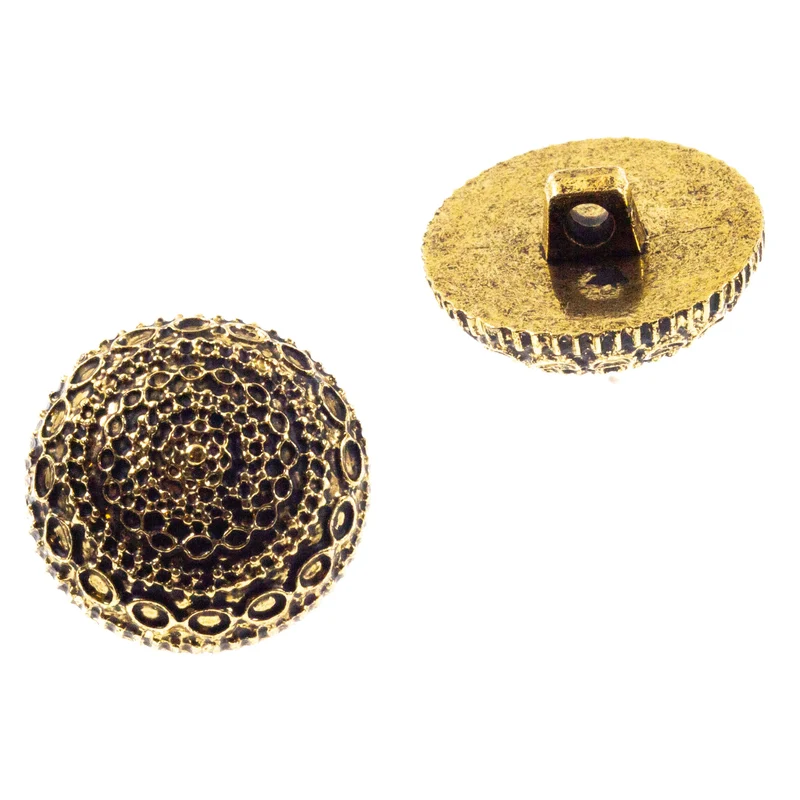 Ösenknopf edle Musterung Altgold – Kunststoffknopf KGO-24
