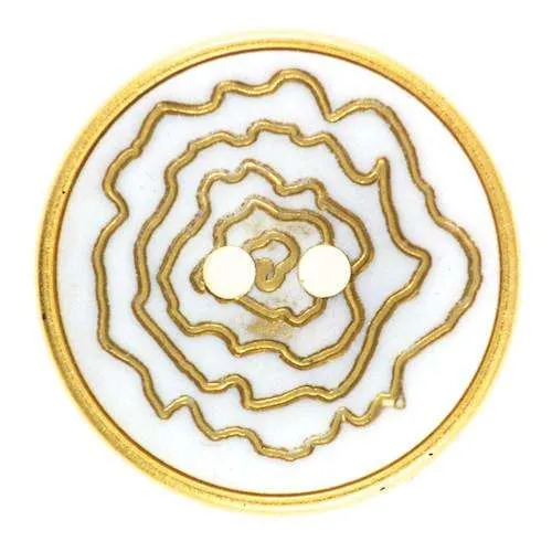 Ösenknopf Blütenmotiv Goldfarben Weiß – Kunststoffknopf KGO-1