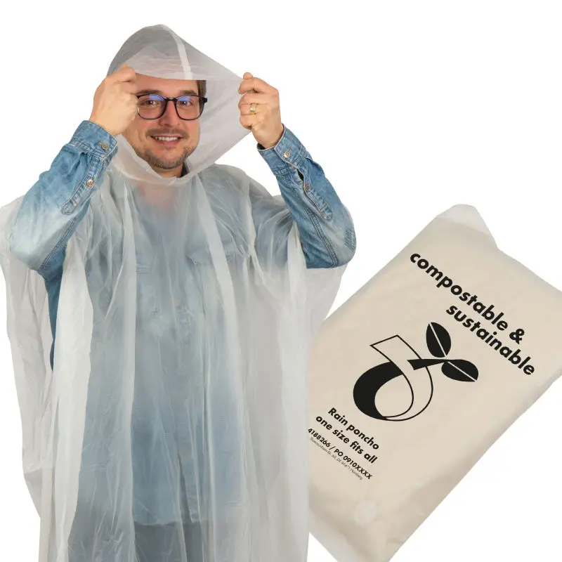 Fleurus Kompostierbarer Regenponcho in Transparent - Nachhaltig und Klar