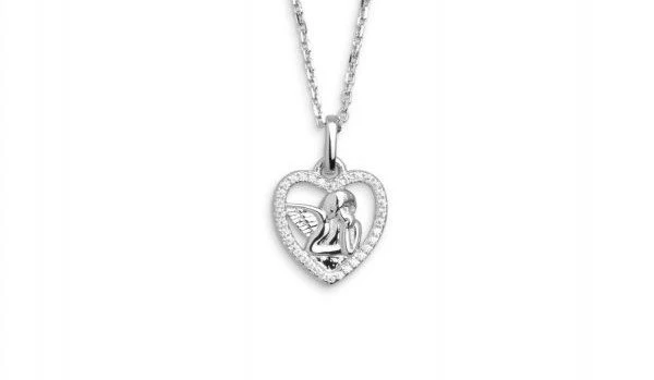 Xenox Damen Halskette mit Herz Schutzengel Anhänger Silber XS3552