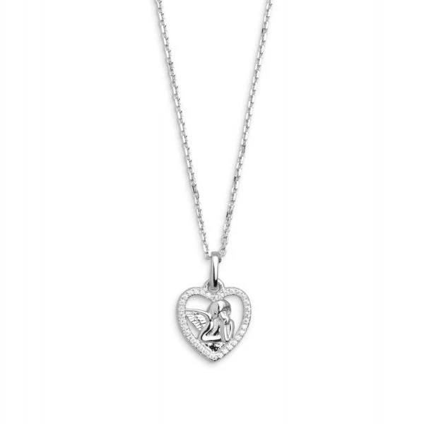 Xenox Damen Halskette mit Herz Schutzengel Anhänger Silber XS3552