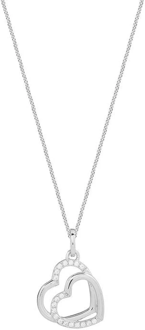 Xenox Damen Halskette Love Story mit Zirkonia Herz Anhänger Silber XS3423