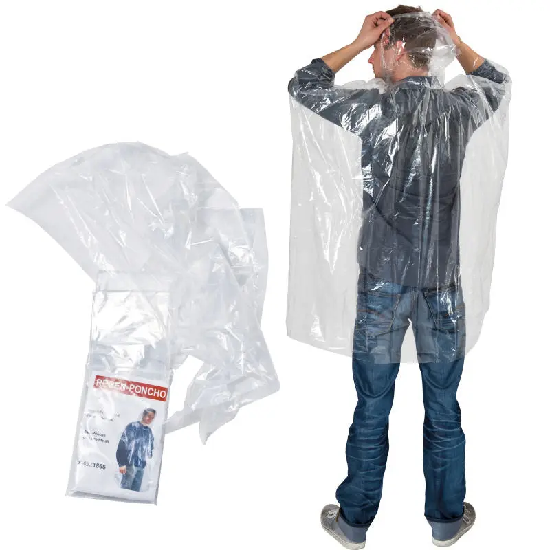 Tours Notfall-Regenponcho in Transparent - Zuverlässiger Schutz für Unterwegs