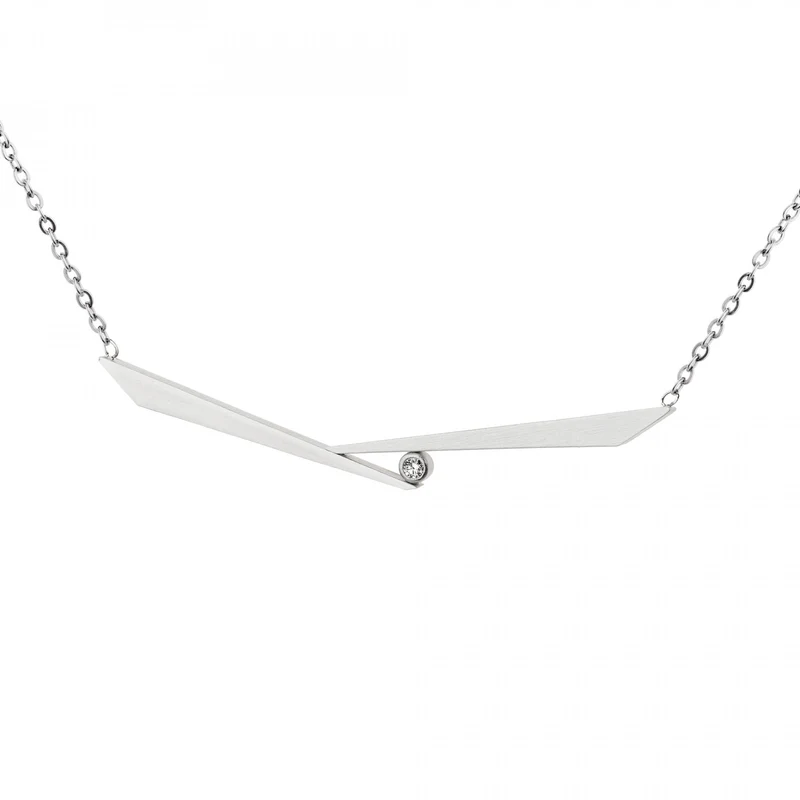 Ernstes Design Damen Halskette mit Diamant 0,02ct 42cm Silber E825-42