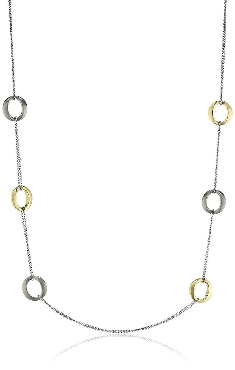 Boccia Damen Halskette Gliederkette 75cm Bicolor 0856-02