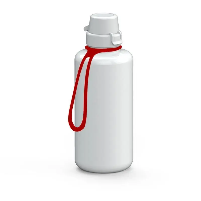 School Trinkflasche 1L mit Riemen, Reinweiß