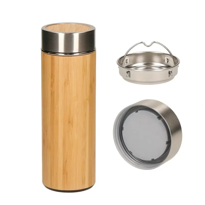 BAMBUS SMALL 350 ml Vakuum Flasche – Stilvolle braune Thermoflasche