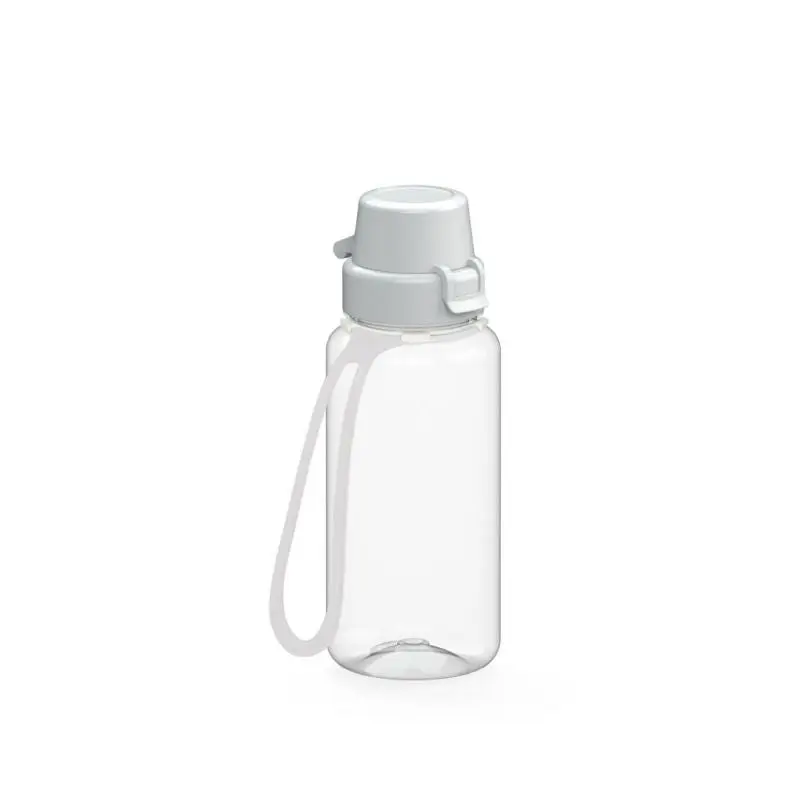 School Trinkflasche 400ml mit Riemen, Klar-Weiß