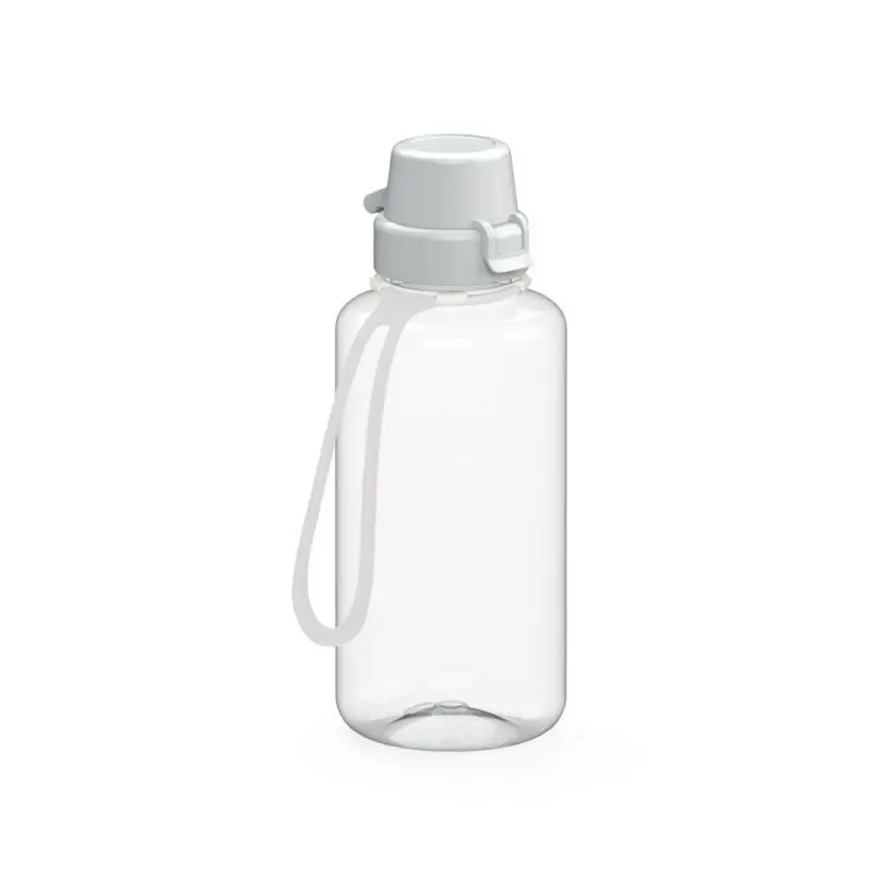 School Trinkflasche 700ml mit Trageriemen, Klar & Weiß